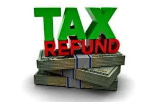 Tax refund illustration isolated on white background